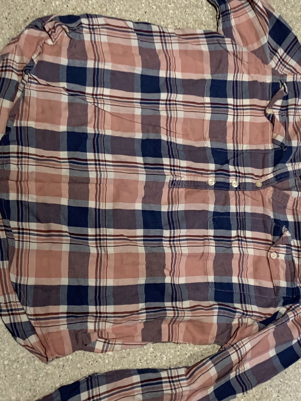 #775  Plaid Button-Up Shirt in Pink and Navy